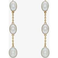 T.H.Baker Women's 9ct Yellow Gold Freshwater Pearl Tier Dropper Earrings GE2388W