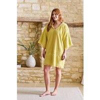 CHRISTY Women's 'Boho' Retro Fringed Cotton Poncho in Yellow