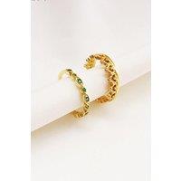Elk & Bloom Women's 14K Dainty Gold Green Zirconia Ring