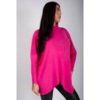 IKRUSH Women's Jaira Oversized Knitted Jumper With Studded Star Detail in Pink