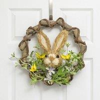 Garden Greatness Springtime Easter Straw Bunny Floral Wreath | Size: 1 Pack