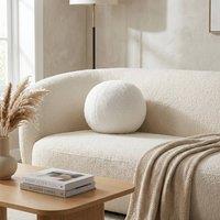Garden Greatness Evie Teddy Boucle Blanc Round Cushion in White | Size: 30 cm x 30 cm