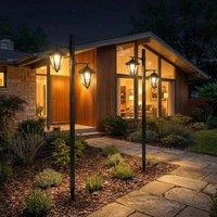 Garden Greatness Duo Solar Powered Dual Lantern Lamp Posts in Black