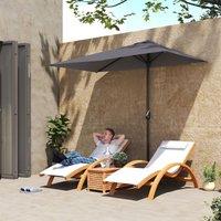 OUTSUNNY Half Round Parasol Garden Sun Umbrella Metal w/ Crank in Grey