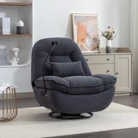 Artemis Home Fallon Boucle Fabric Swivel Based Recliner Chair Phone Holder in Dark Grey