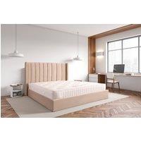 Bed Factory Direct Lucia Warm Stone Velvet End Lift Ottoman Bed Frame in Beige | Size: King