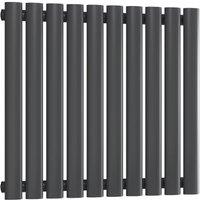 Bathroom Kingdom Neva Anthracite Single Oval Horizontal Radiator 550x590 in Grey