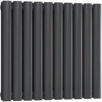 Bathroom Kingdom Neva Anthracite Double Oval Horizontal Radiator 550x590 in Grey