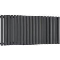 Bathroom Kingdom Neva Anthracite Double Oval Horizontal Radiator 550x1180 in Grey