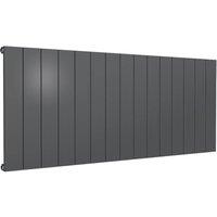 Bathroom Kingdom Casina Anthracite Single Flat Panel Horizontal Radiator 600x1420 in Grey