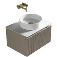 Bathroom Kingdom Flauto Soft Coffee Wall Hung Basin Vanity 600mm in Taupe
