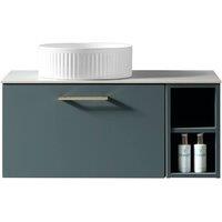 Bathroom Kingdom Piatta Smoked Sage Wall Hung Basin Vanity 800mm in Teal