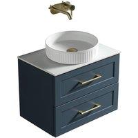 Bathroom Kingdom Bakewell Midnight Shadow Wall Hung Basin Vanity 600mm in Blue