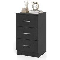 Costway Nightstand Modern Bedside Table with 3 Storage Drawers in Black