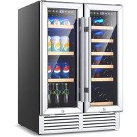 Costway 2-in-1 Wine&Beverage Refrigerator Beverage Fridge Cellar w/Safety Lock