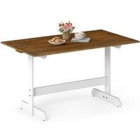 Gymax 140 cm Solid Wood Trestle Dining Table Modern Farmhouse for 4-6 in Brown