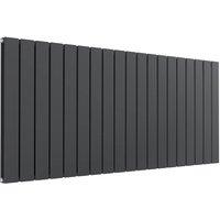 Bathroom Kingdom Flat Anthracite Double Flat Panel Horizontal Radiator 600x1402 in Grey