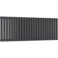 Bathroom Kingdom Neva Anthracite Double Oval Horizontal Radiator 550x1416 in Grey