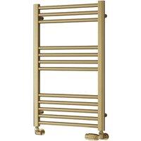 Bathroom Kingdom Ottone Brushed Brass Straight Heated Towel Rail 800x500 in Gold
