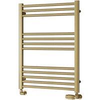 Bathroom Kingdom Ottone Brushed Brass Straight Heated Towel Rail 800x600 in Gold