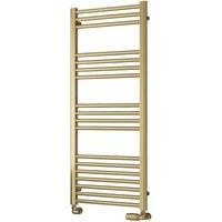 Bathroom Kingdom Ottone Brushed Brass Straight Heated Towel Rail 1200x500 in Gold
