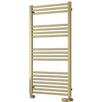 Bathroom Kingdom Ottone Brushed Brass Straight Heated Towel Rail 1200x600 in Gold