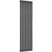 Bathroom Kingdom Neva Anthracite Single Oval Vertical Radiator 1800x472 in Grey