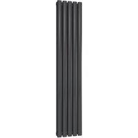 Bathroom Kingdom Neva Anthracite Double Oval Vertical Radiator 1500x354 in Grey