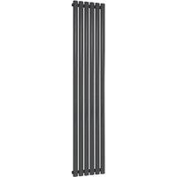 Bathroom Kingdom Neva Anthracite Single Oval Vertical Radiator 1800x354 in Grey