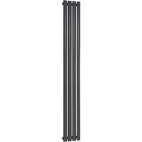 Bathroom Kingdom Neva Anthracite Single Oval Vertical Radiator 1800x236 in Grey