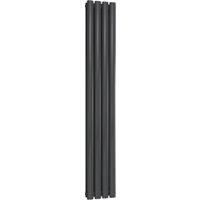 Bathroom Kingdom Neva Anthracite Double Oval Vertical Radiator 1500x236 in Grey