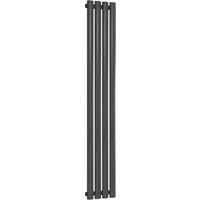 Bathroom Kingdom Neva Anthracite Single Oval Vertical Radiator 1500x236 in Grey