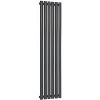 Bathroom Kingdom Neva Anthracite Single Oval Vertical Radiator 1500x354 in Grey