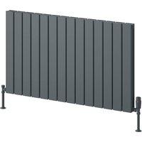 Bathroom Kingdom Piatto Anthracite Double Flat Panel Horizontal Radiator 600x1045 in Grey