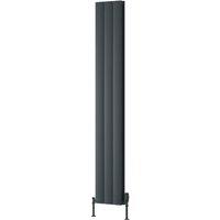 Bathroom Kingdom Loco Anthracite Double Oval Vertical Radiator 1800x280 in Grey