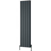 Bathroom Kingdom Loco Anthracite Double Oval Vertical Radiator 1800x470 in Grey