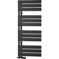 Bathroom Kingdom Vada Black Flat Panel Heated Towel Rail 1190x500