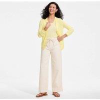 Lands' End Women's Petite Soft Comfort Linen Blend Wide Leg Jeans in Ecru | Size: 10