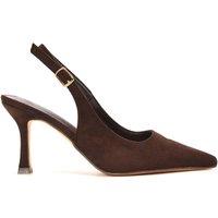 XY London Women's 'Valerie' Stiletto High Heel Closed Toe Slingback Court Shoes in Brown | Size: 4