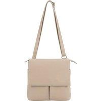 Kitise Women's Multi-Pocket Genuine Italian Leather Slim Messenger Crossbody Bag in Light Brown