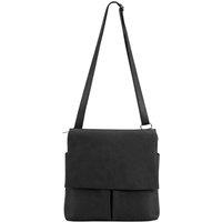 Kitise Women's Multi-Pocket Genuine Italian Leather Slim Messenger Crossbody Bag in Black
