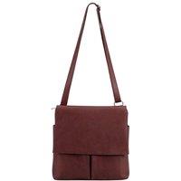 Kitise Women's Multi-Pocket Genuine Italian Leather Slim Messenger Crossbody Bag in Brown