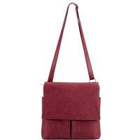 Kitise Women's Multi-Pocket Genuine Italian Leather Slim Messenger Crossbody Bag in Burgundy