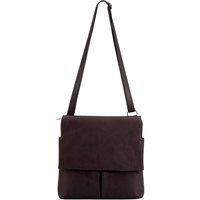Kitise Women's Multi-Pocket Genuine Italian Leather Slim Messenger Crossbody Bag in Dark Brown