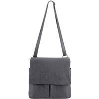 Kitise Women's Multi-Pocket Genuine Italian Leather Slim Messenger Crossbody Bag in Dark Grey