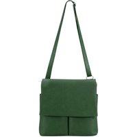 Kitise Women's Multi-Pocket Genuine Italian Leather Slim Messenger Crossbody Bag in Bottle Green