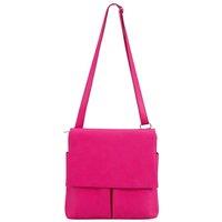 Kitise Women's Multi-Pocket Genuine Italian Leather Slim Messenger Crossbody Bag in Fuchsia