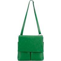 Kitise Women's Multi-Pocket Genuine Italian Leather Slim Messenger Crossbody Bag in Green