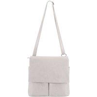 Kitise Women's Multi-Pocket Genuine Italian Leather Slim Messenger Crossbody Bag in Light Grey
