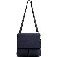 Kitise Women's Multi-Pocket Genuine Italian Leather Slim Messenger Crossbody Bag in Navy